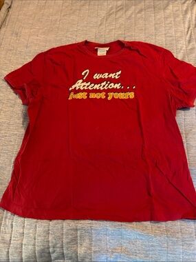 Basic Editions Red Short-Sleeve Graphic Tee: I want Attention… just not yours